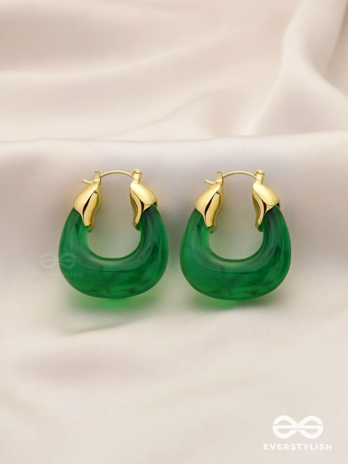 EMERALD EMBRACE-  TRANSLUCENT GREEN HOOPS