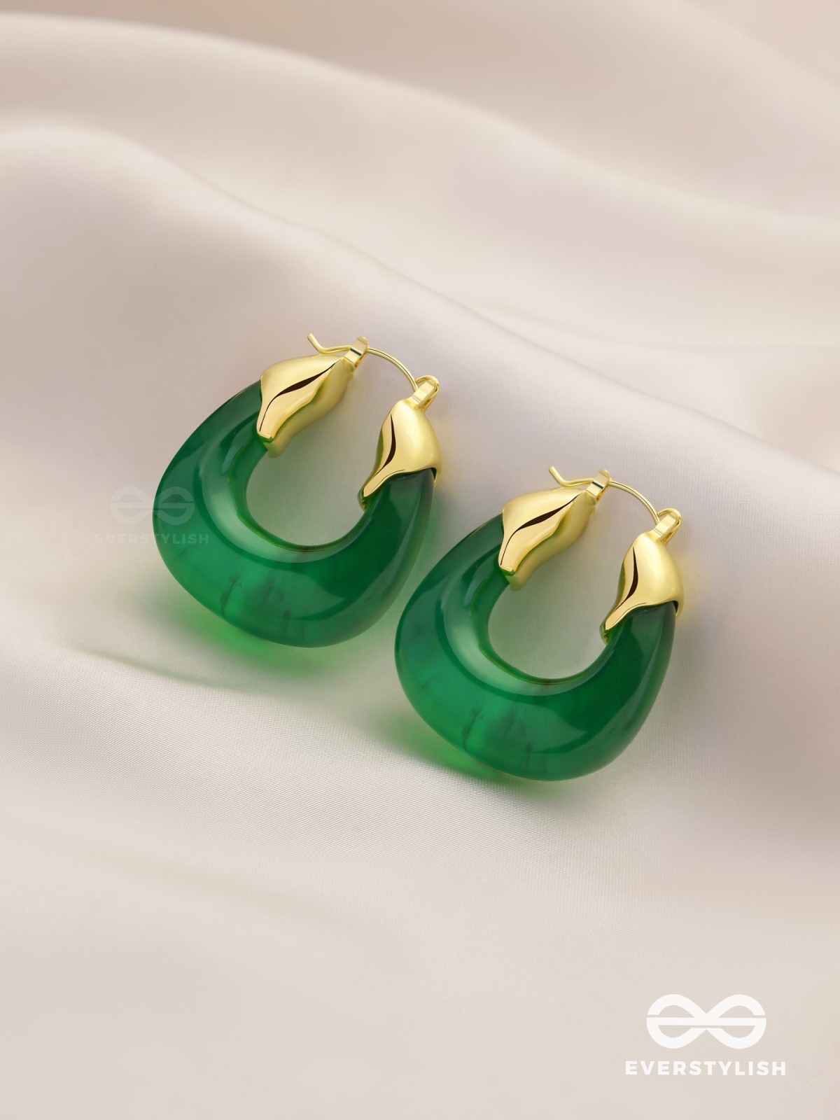 EMERALD EMBRACE-  TRANSLUCENT GREEN HOOPS