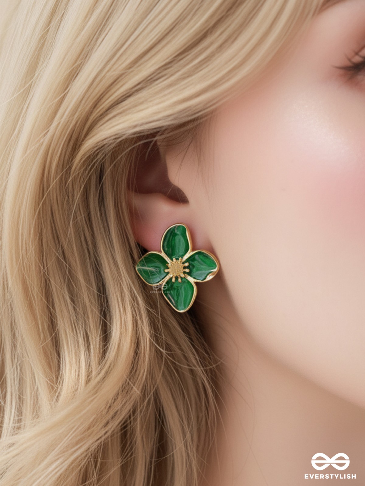 EMERALD BLOOM- STATEMENT FLORAL STUDS