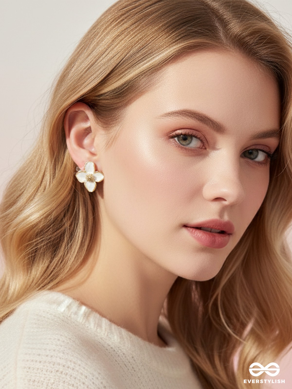 IVORY FLARE- GENTLE OFF-WHITE BLOOM STUDS