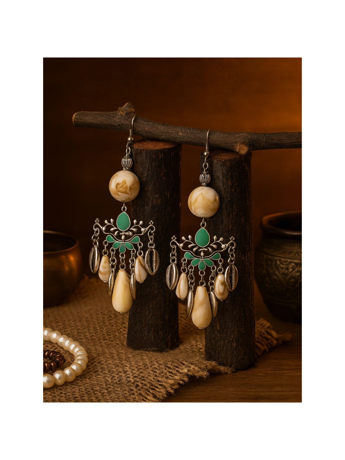 DESERT DREAM  –  OXIDISED BOHEMIAN DANGLERS