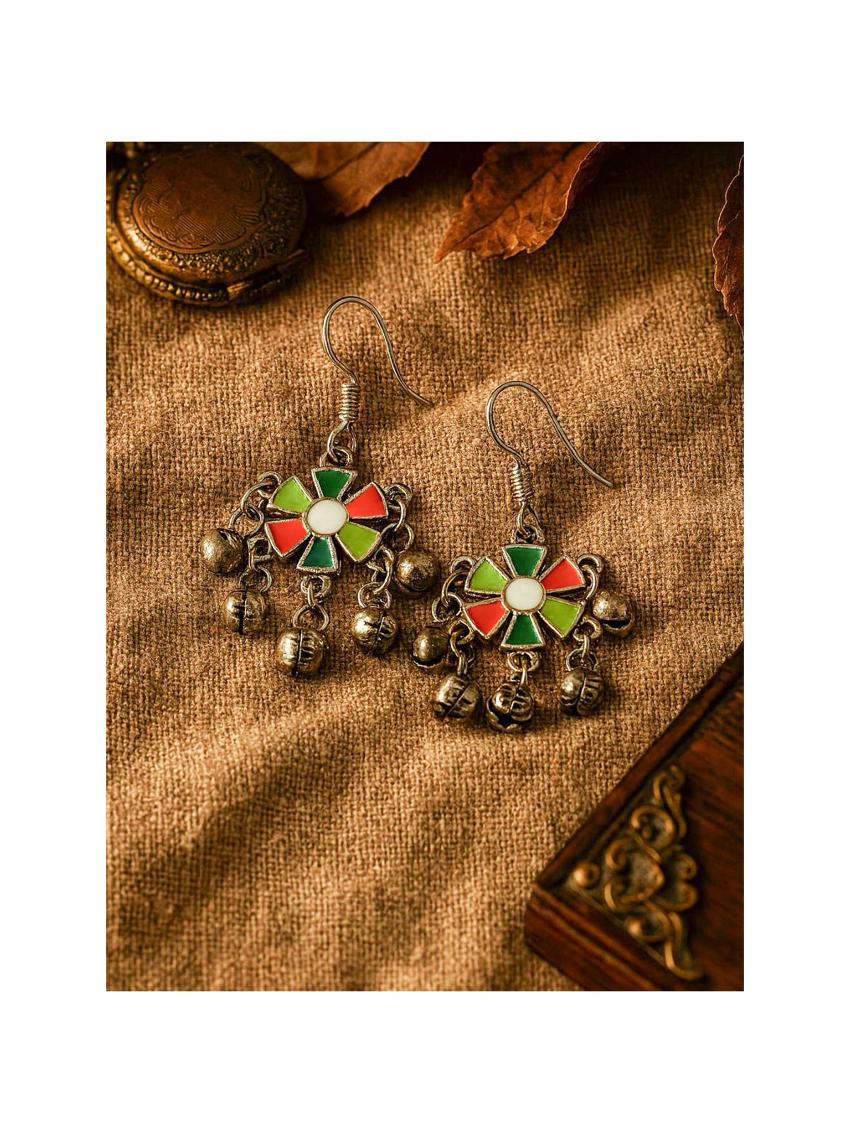 RUSTIC BLOOM – OXIDISED FLOWER DROP EARRINGS