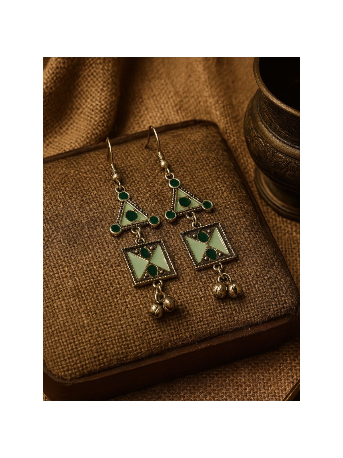 GYPSY MUSE- ENAMELLED OXIDISED EARRINGS
