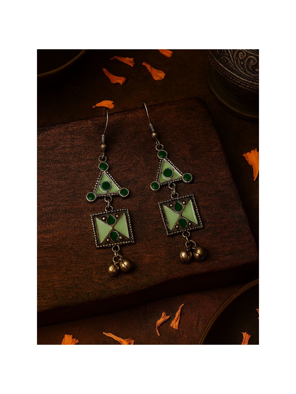 GYPSY MUSE- ENAMELLED OXIDISED EARRINGS