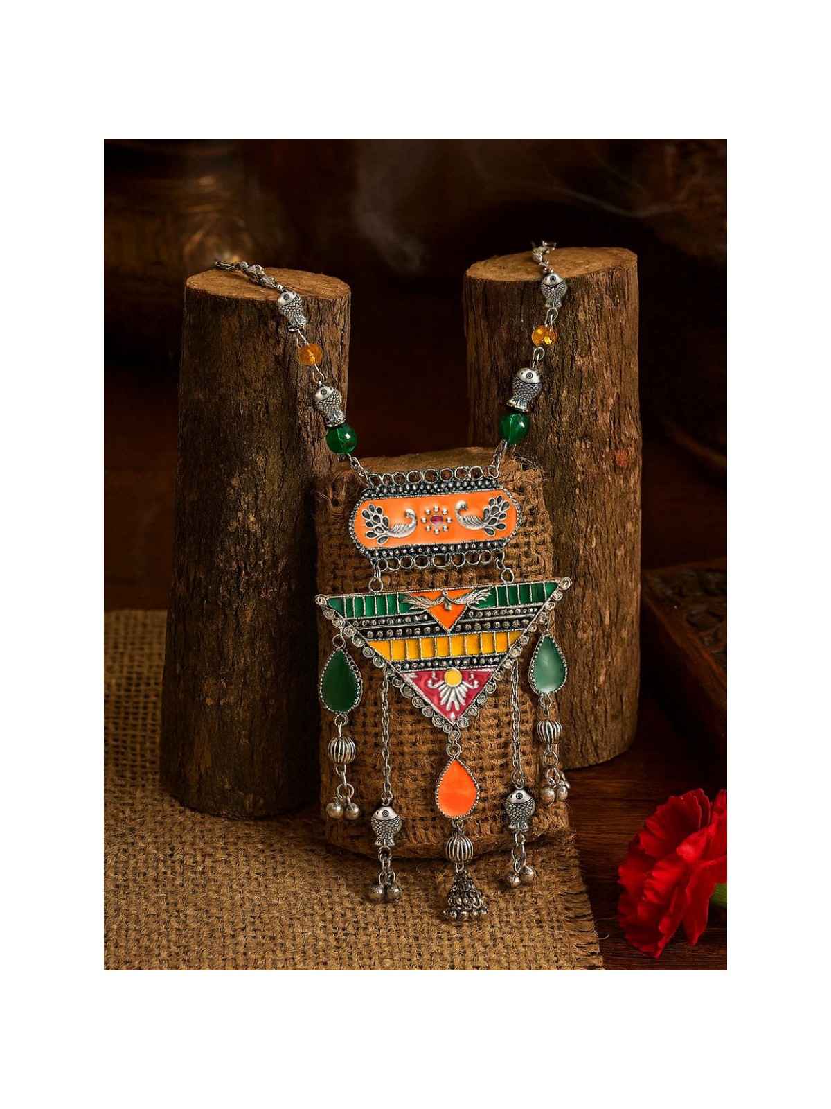 MIRAGE MUSE - OXIDISED ENAMELLED STATEMENT NECKLACE