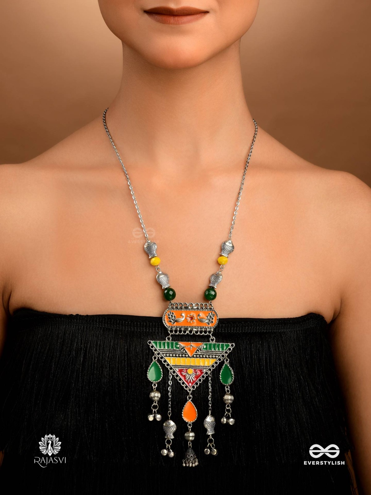 MIRAGE MUSE - OXIDISED ENAMELLED STATEMENT NECKLACE