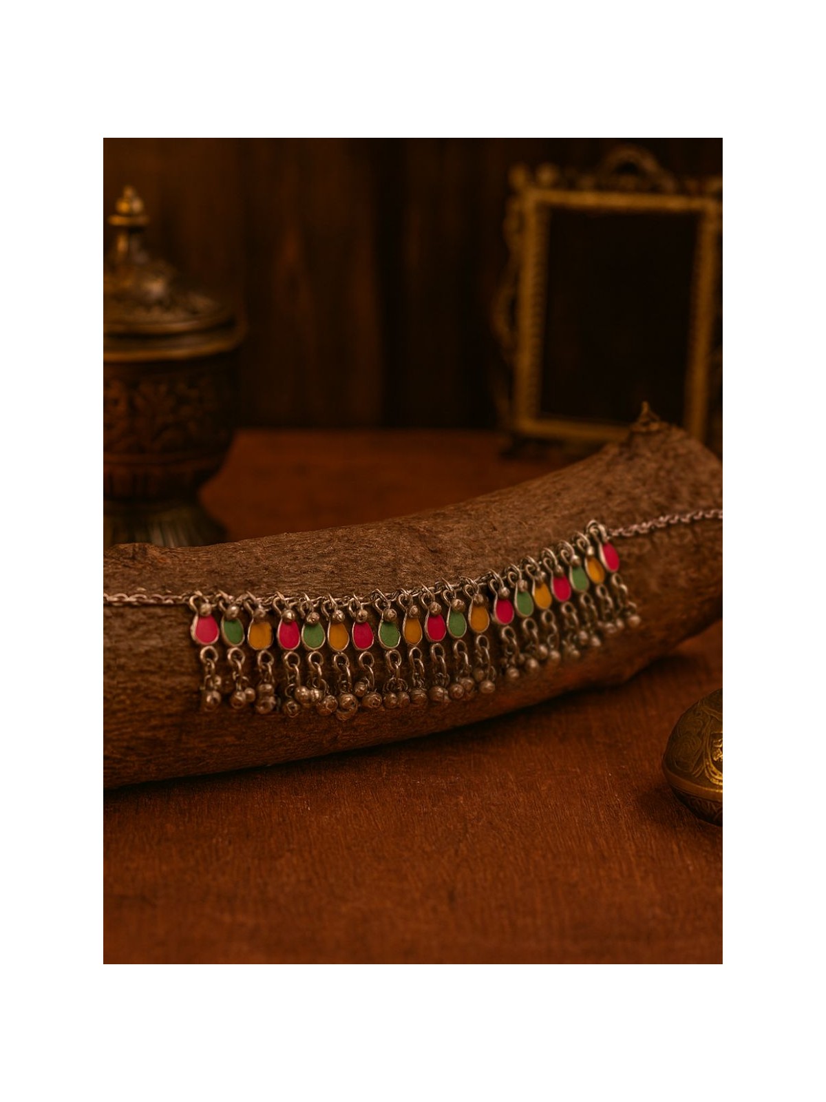 BOLLY BEAT - OXIDISED NECKLACE WITH NEON ENAMEL CHARMS