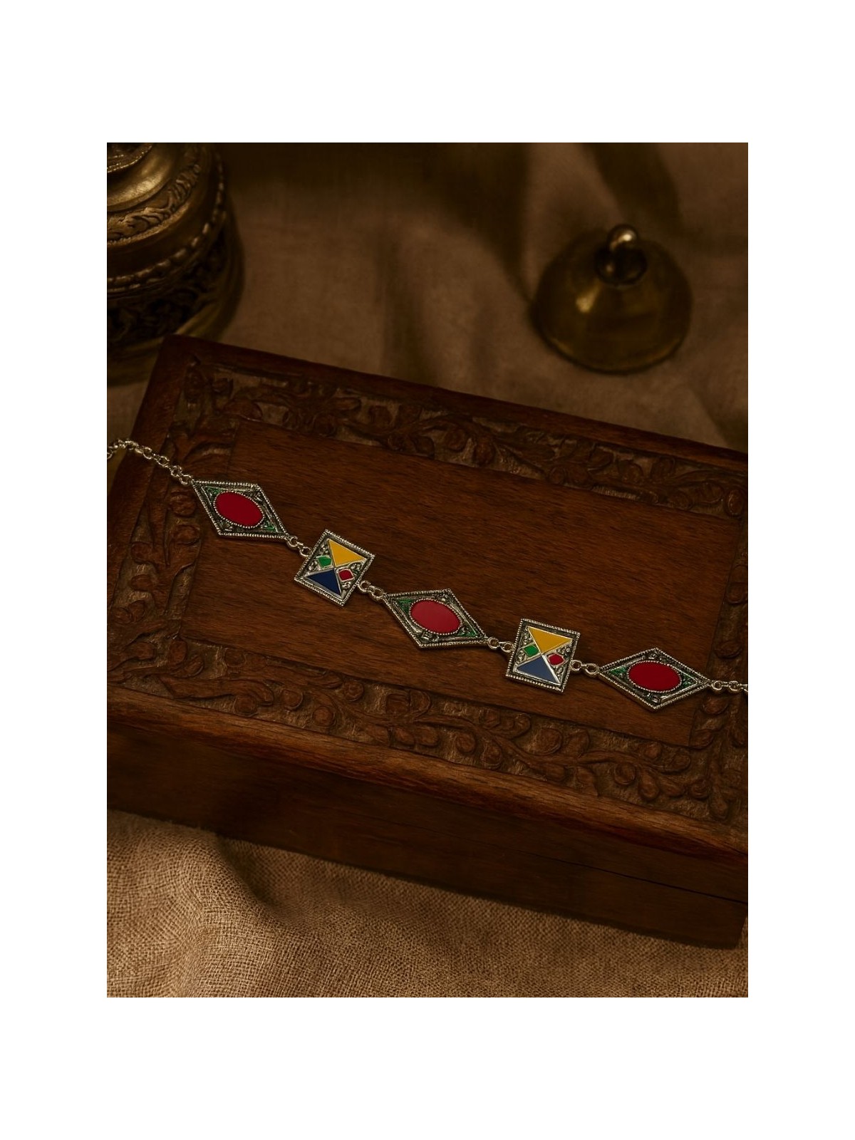 TILED TALES - MULTICOLOR ENAMELLED OXIDISED CHOKER