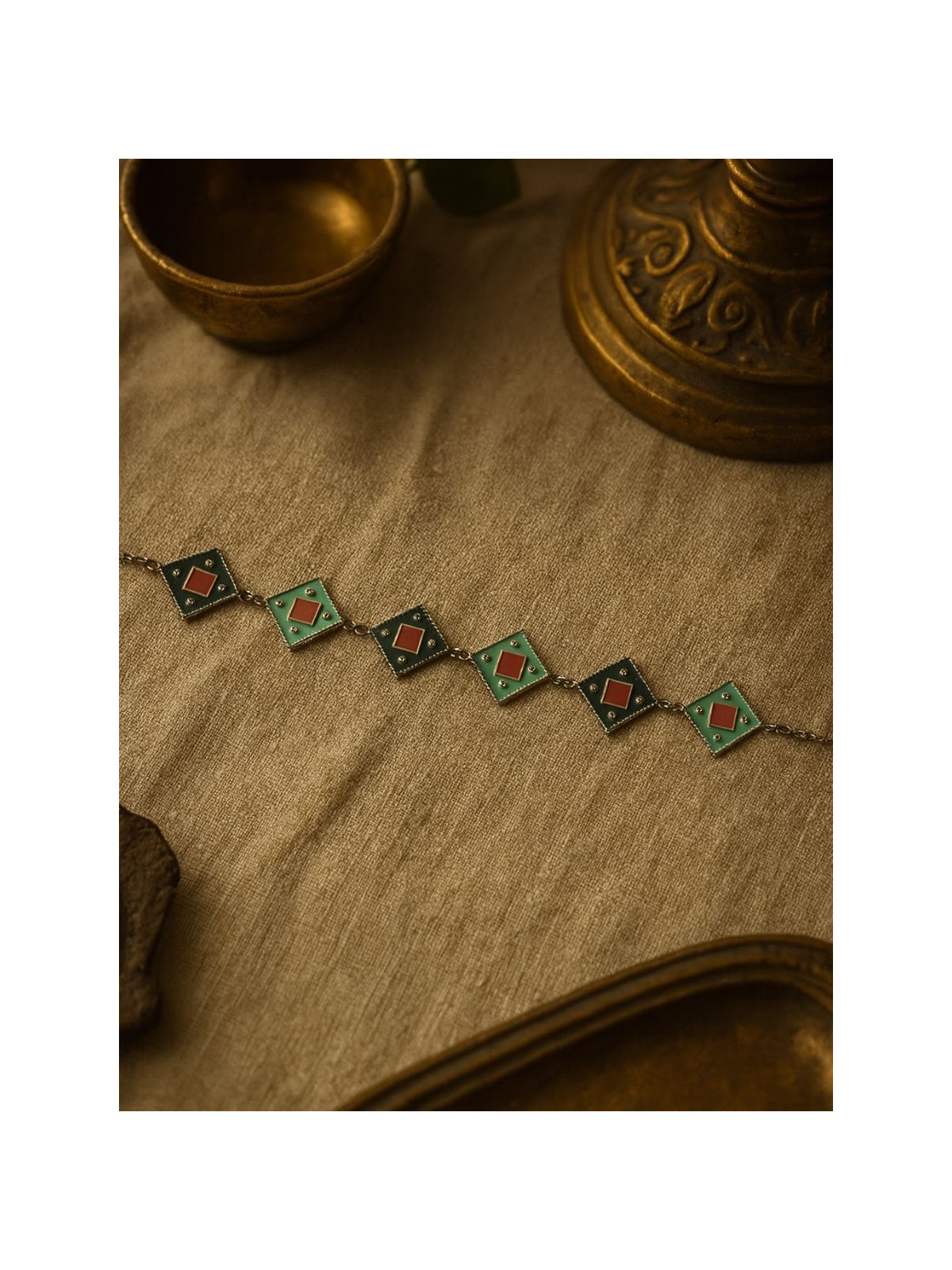 POP GEMS- GEOMETRIC ENAMELLED OXIDISED CHOKER