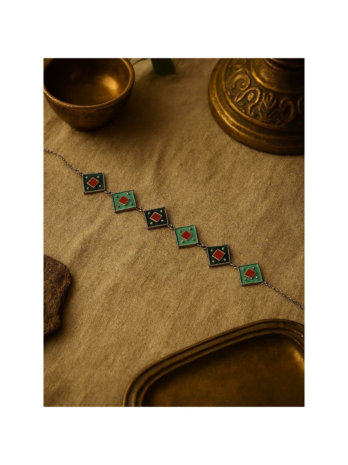 POP GEMS- GEOMETRIC ENAMELLED OXIDISED CHOKER