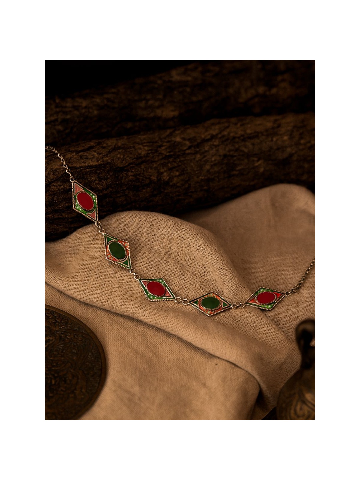 TRIBAL SPARK - MULTICOLOR ENAMELLED OXIDISED CHOKER