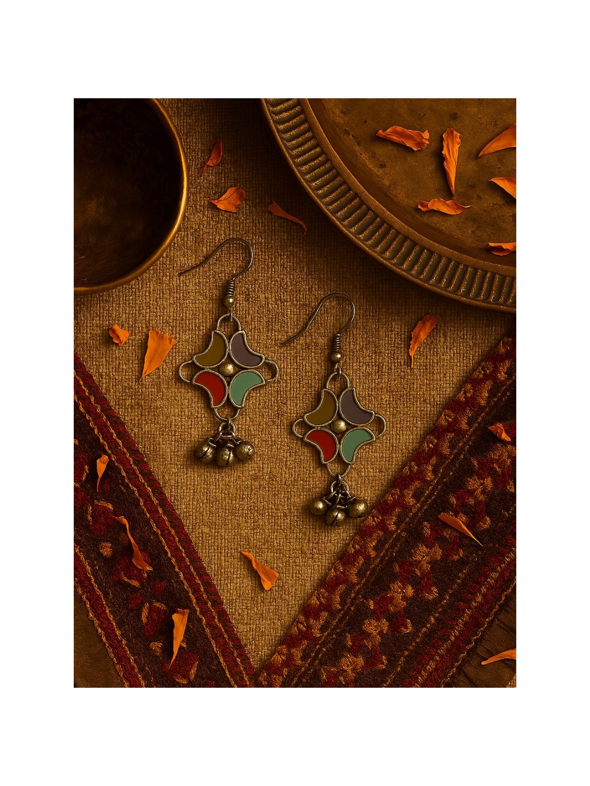 MOON BLOOM-  CRESCENT-SHAPED ENAMEL EARRINGS