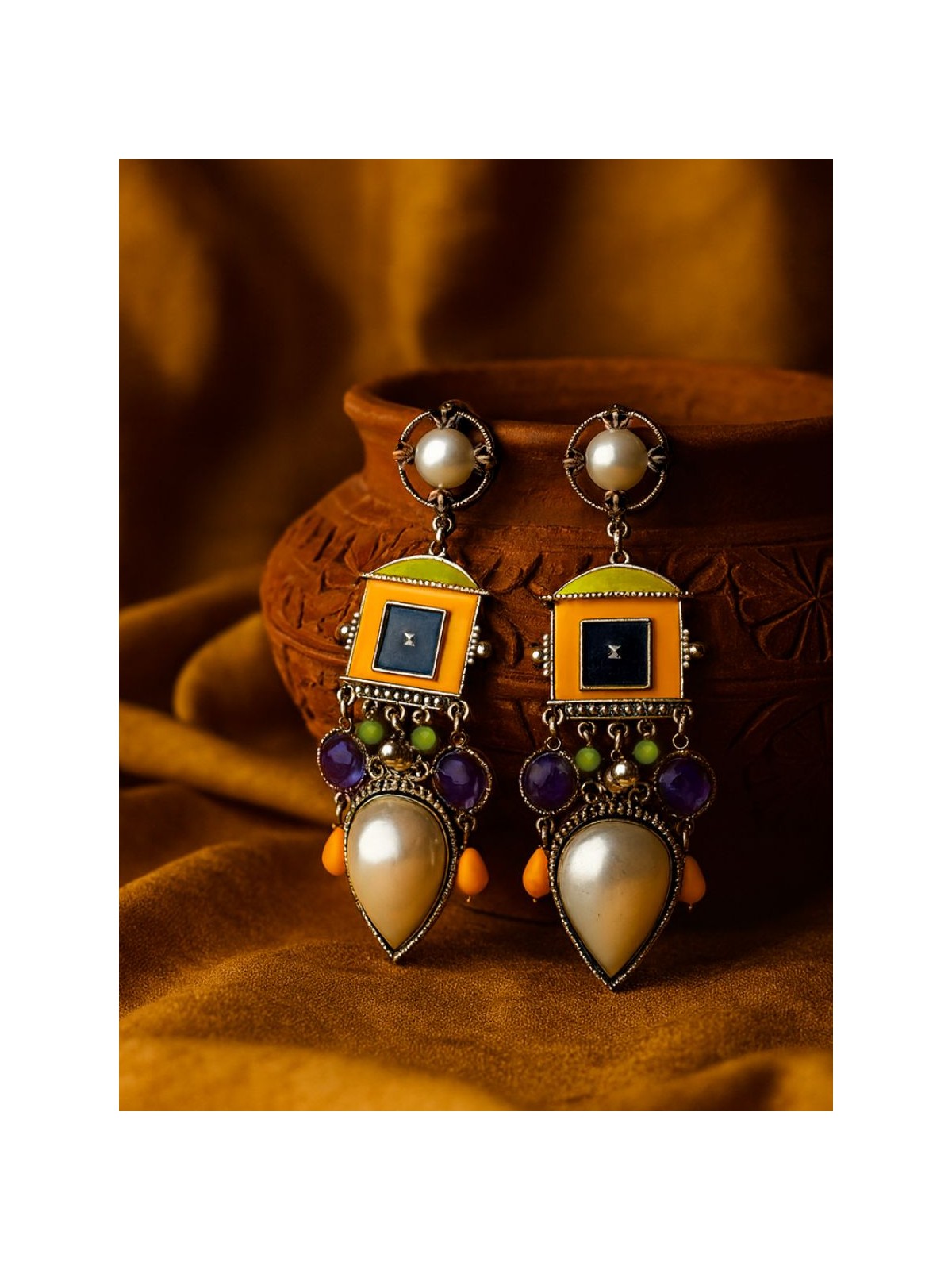 SUNBURST DROP - TEARDROP ENAMELLED EARRING