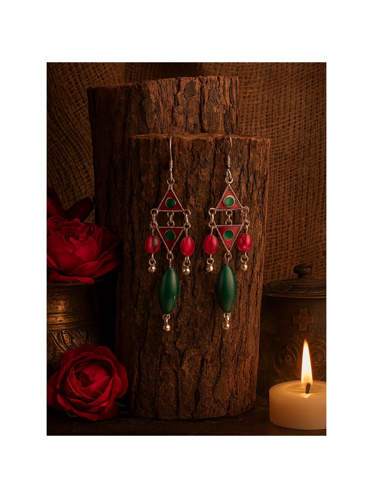 TINKLE TANGO - TRIANGLE MOTIF OXIDISED EARRING