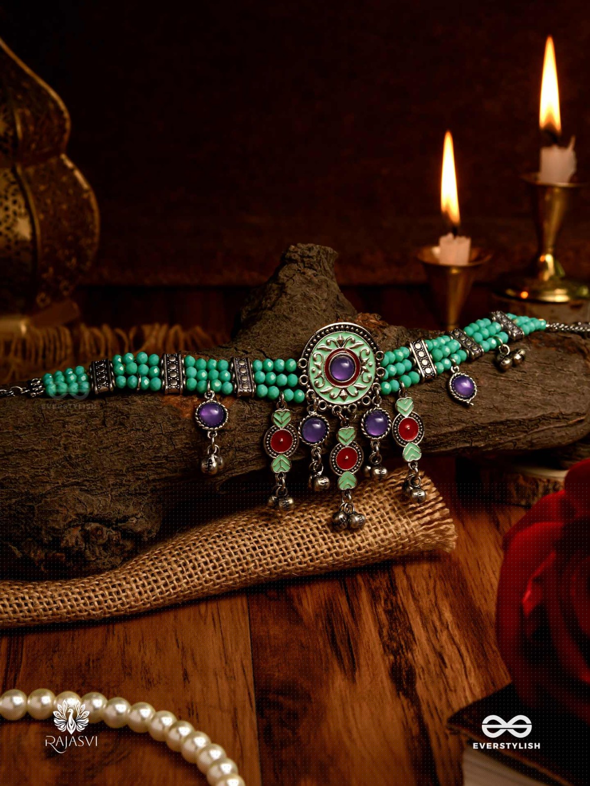 BOHO BEAT - MULTI-CHARM ENAMELLED CHOKER