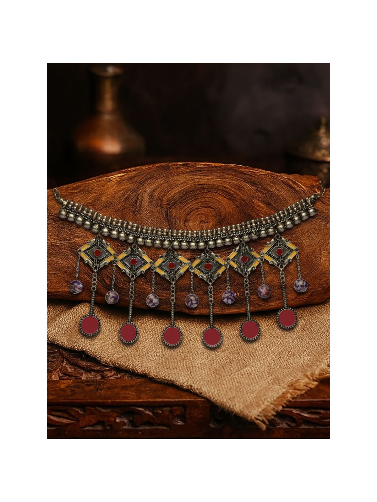 SUNSET FEST - ENAMELLED ANTIQUE NECKLACE