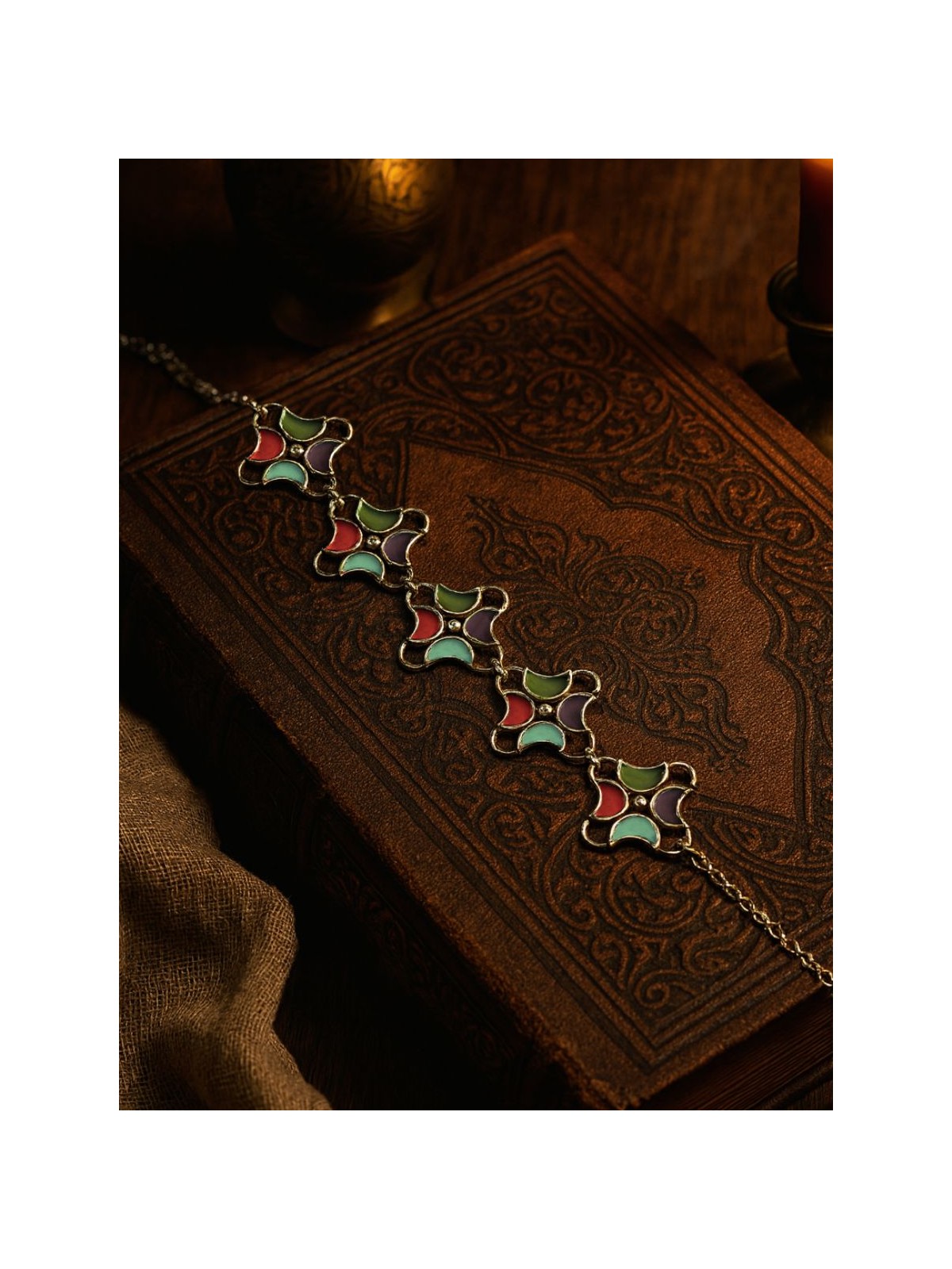 PASTEL WHIM - ENAMELLED GEOMETRIC OXIDISED CHOKER