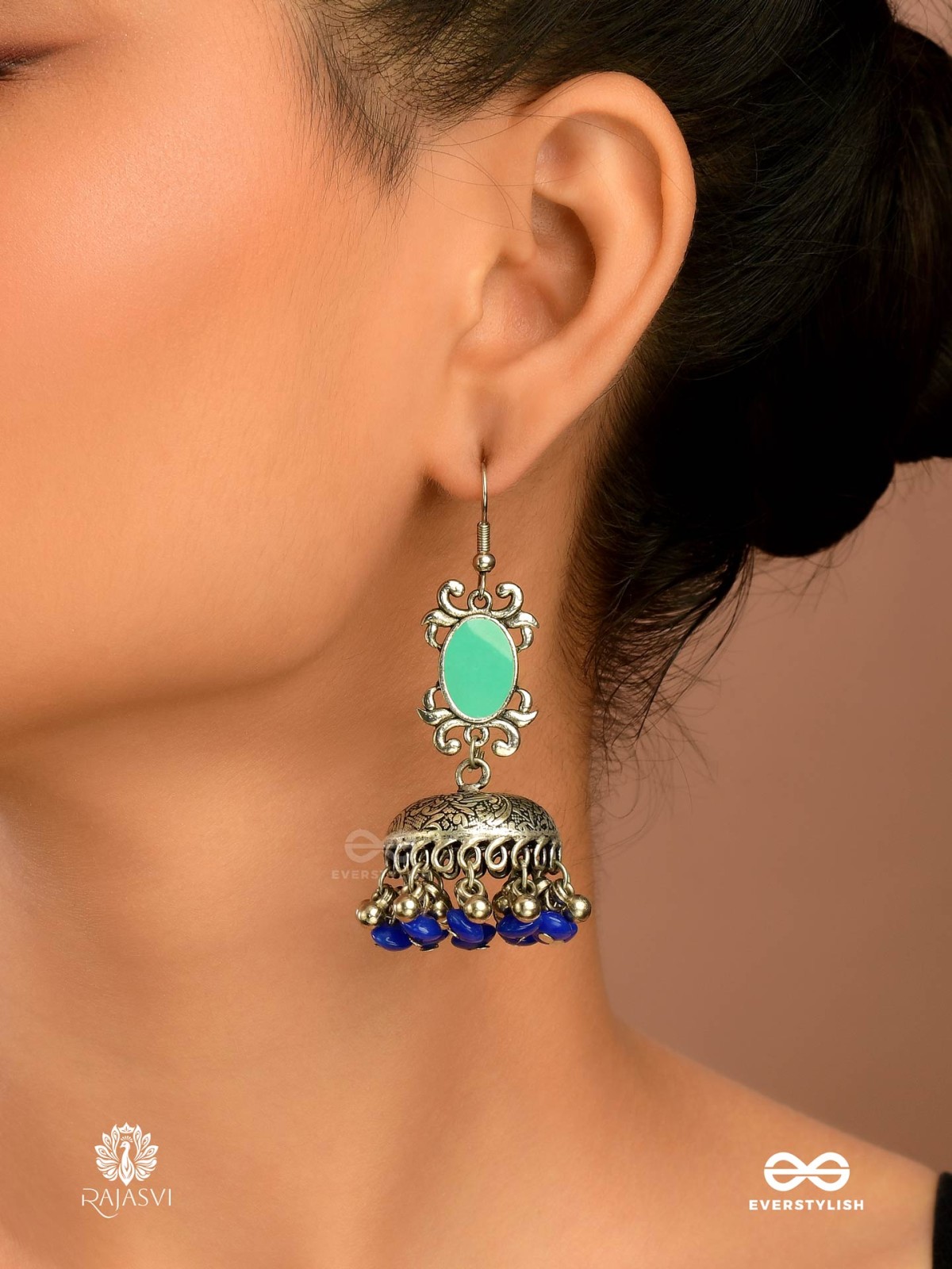 INDIGO DRIZZLE - STATEMENT DOME EARRING