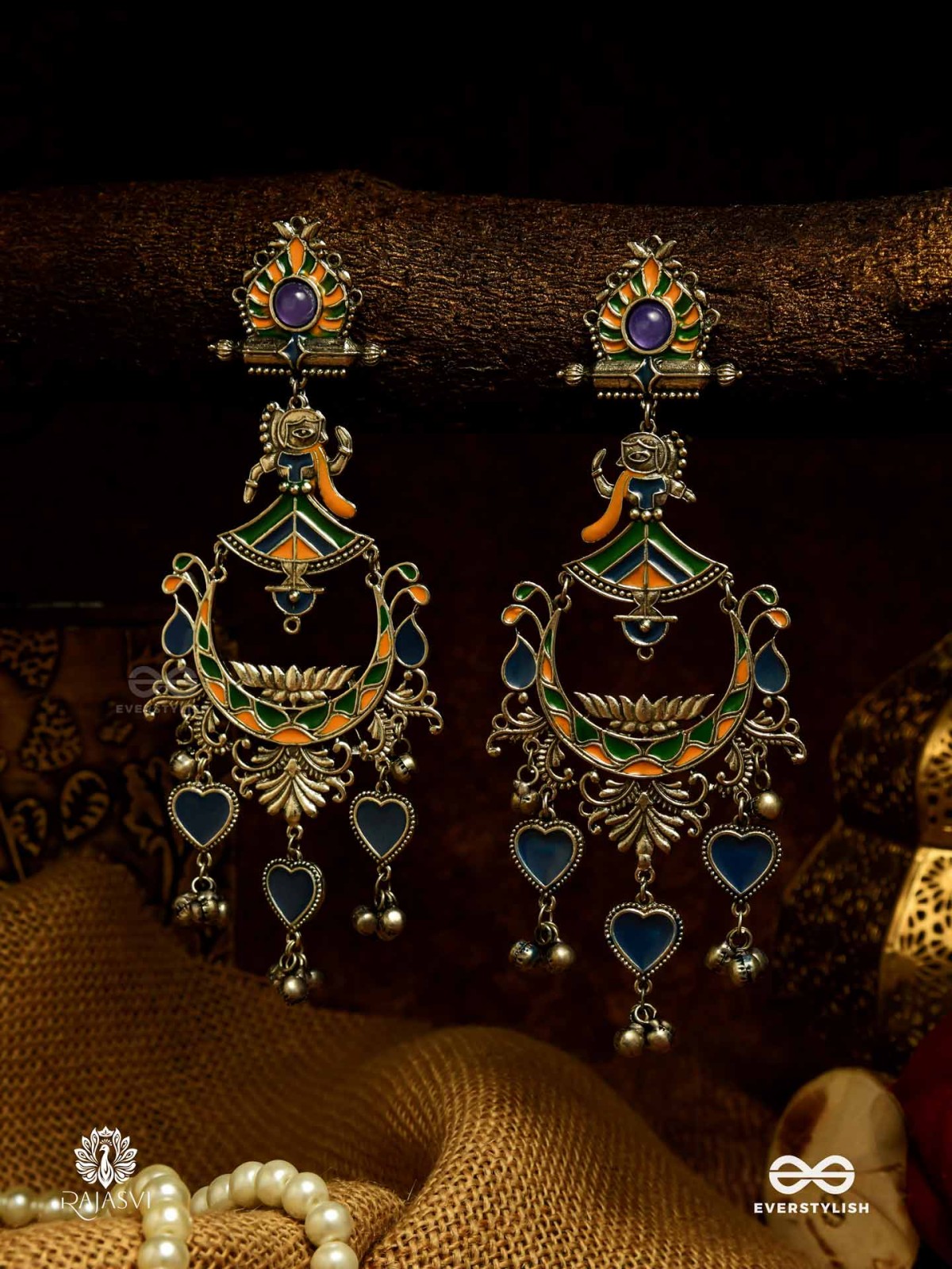 INDIGO EMBRACE - STATEMENT OXIDISED JHUMKA
