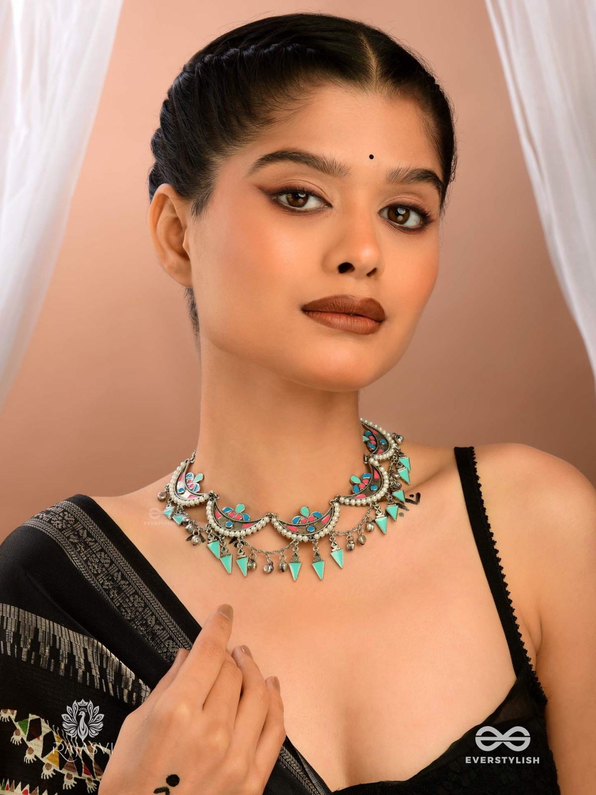 CELESTIAL BLOOM - CRESCENT STATEMENT NECKLACE