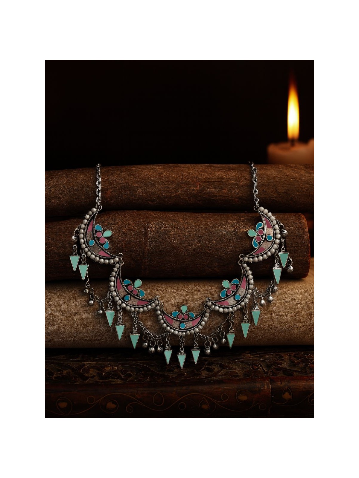CELESTIAL BLOOM - CRESCENT STATEMENT NECKLACE