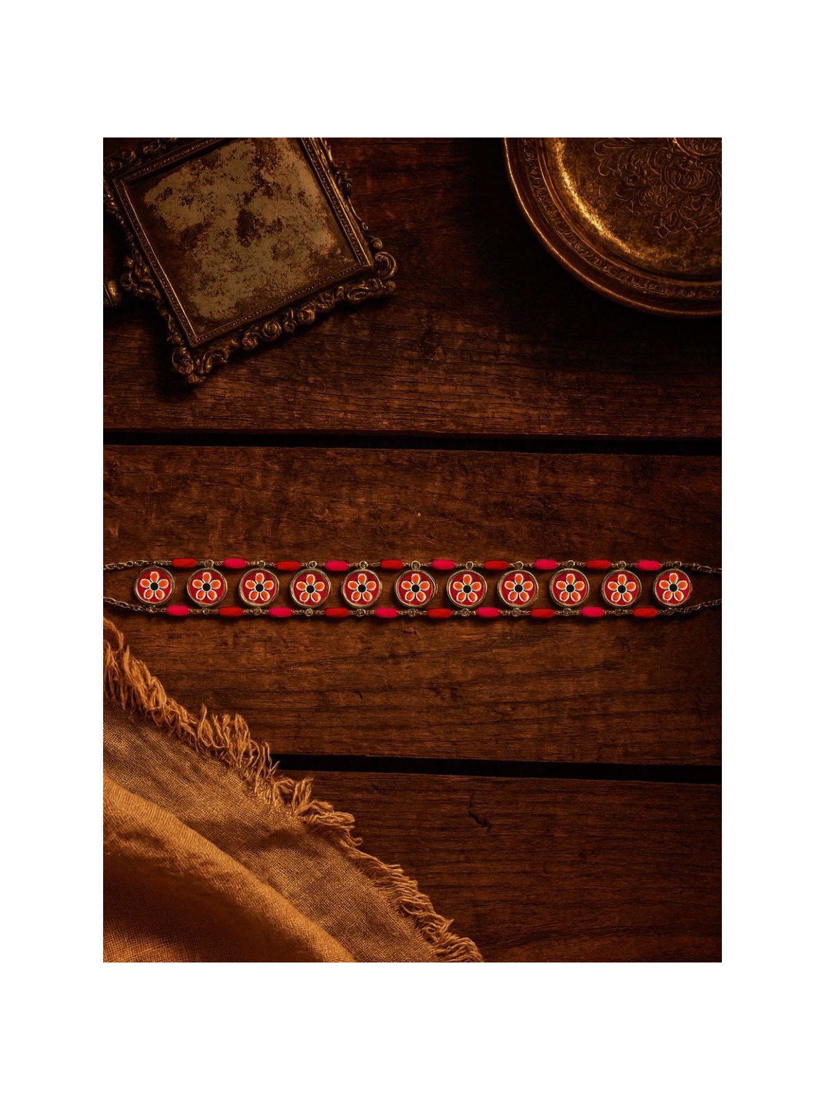 RANGREZA - FLORAL ENAMELLED OXIDISED CHOKER