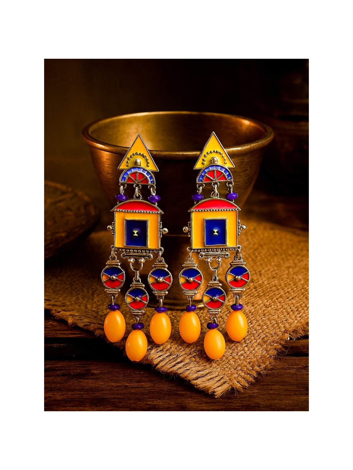 RANG MANTRA - GEOMETRIC OXIDISED EARRING