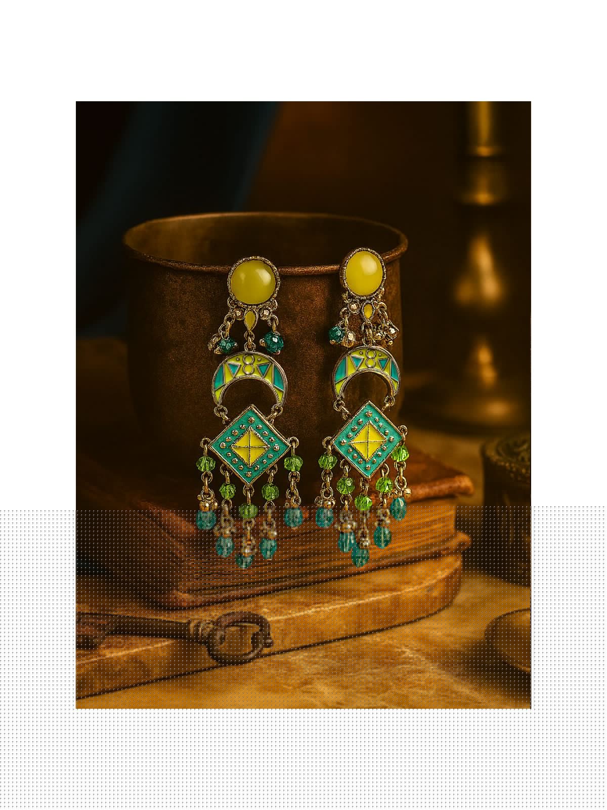 MINT MEADOW- ENAMELLED OXIDISED EARRING 