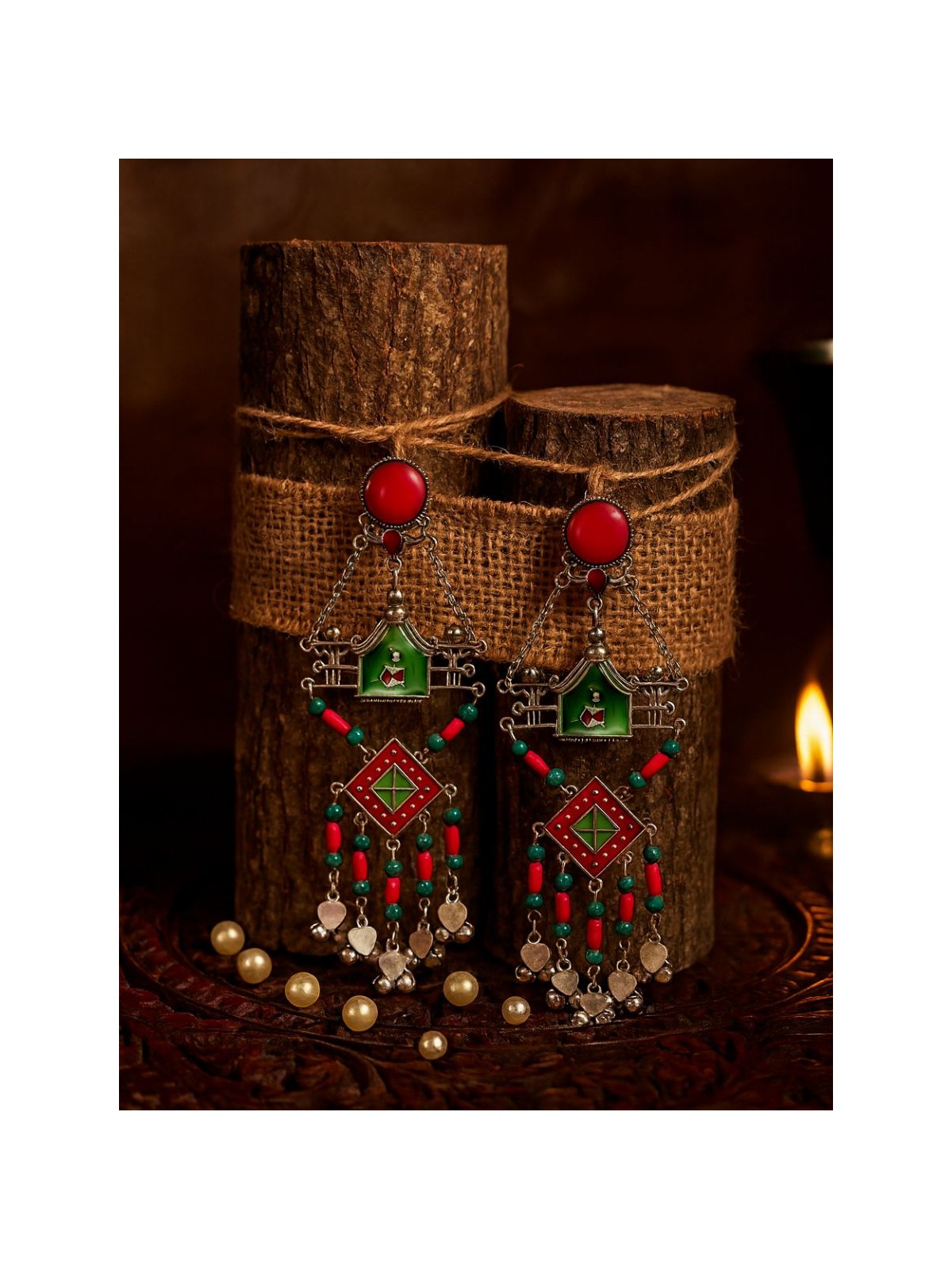 GULBAHAR- TRIBAL - INSPIRED OXIDISED EARRING
