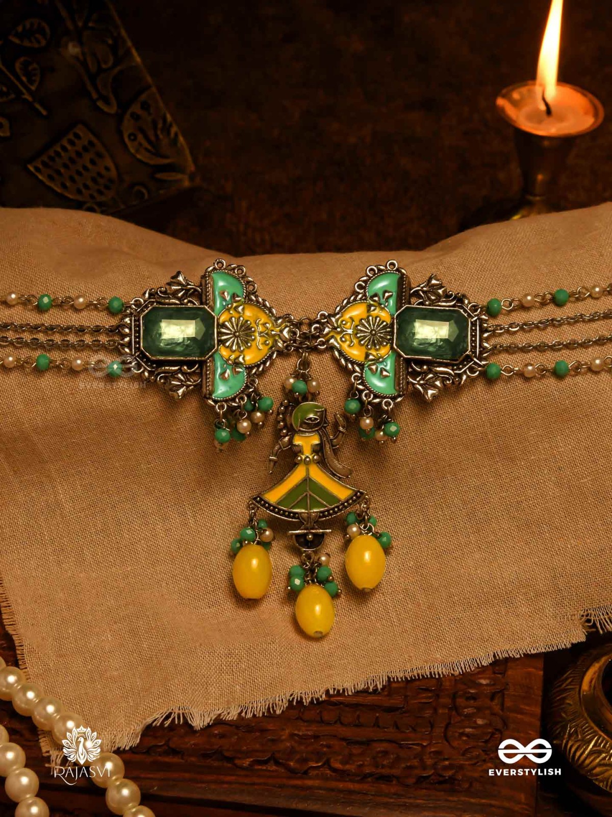 TROPIC TWINES  –  GREEN GEM MULTILAYERED NECKLACE