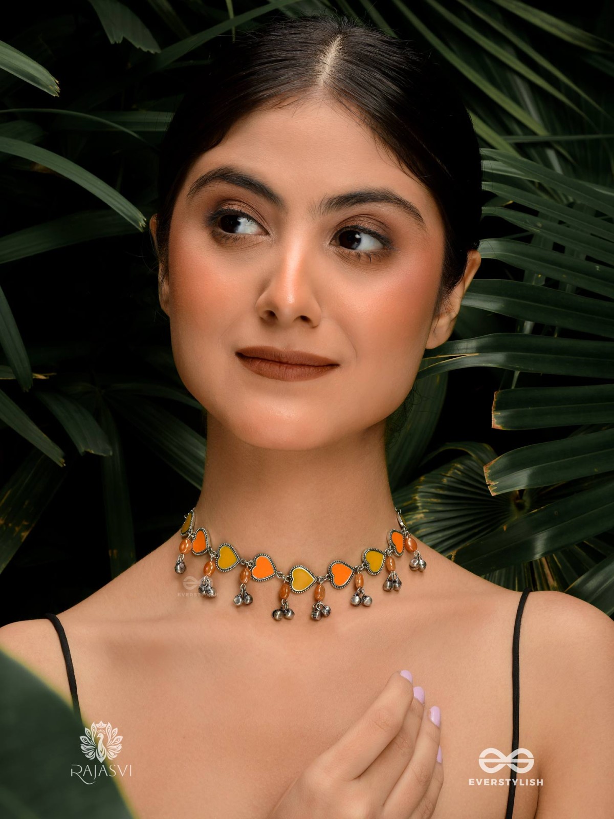 SUNBURST CHARM - ENAMELLED OXIDISED CHARM NECKLACE