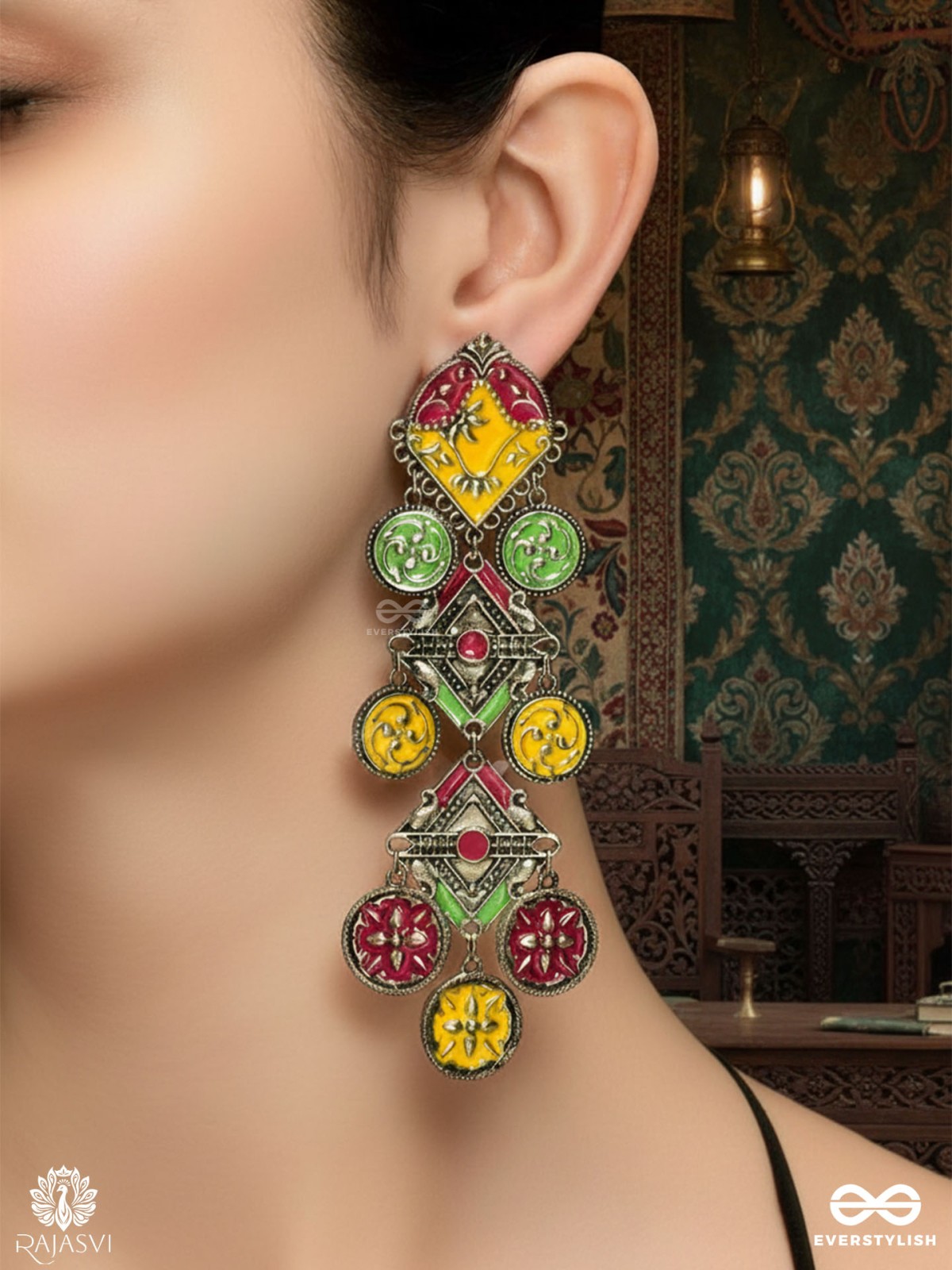 FOLK FLAIR – VIBRANT TRIBAL LONG EARRING