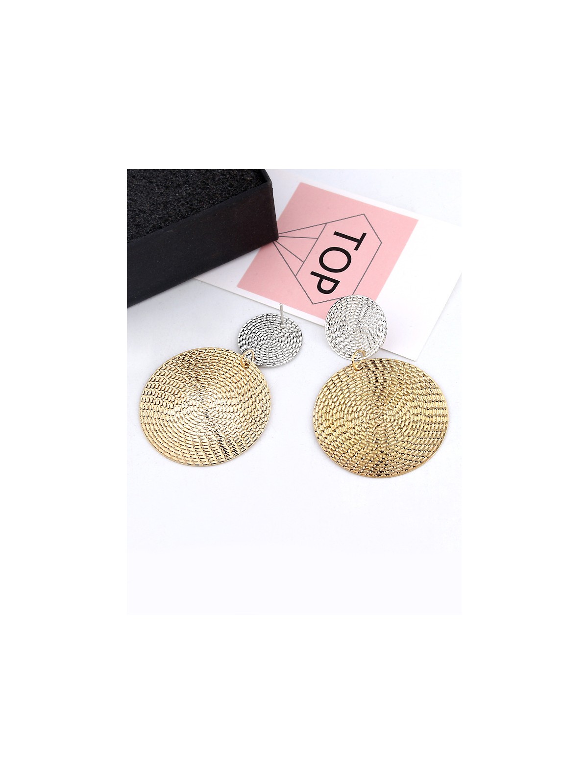 The Earthy Touch Twin Circles Golden And Silver Designer Earrings. 