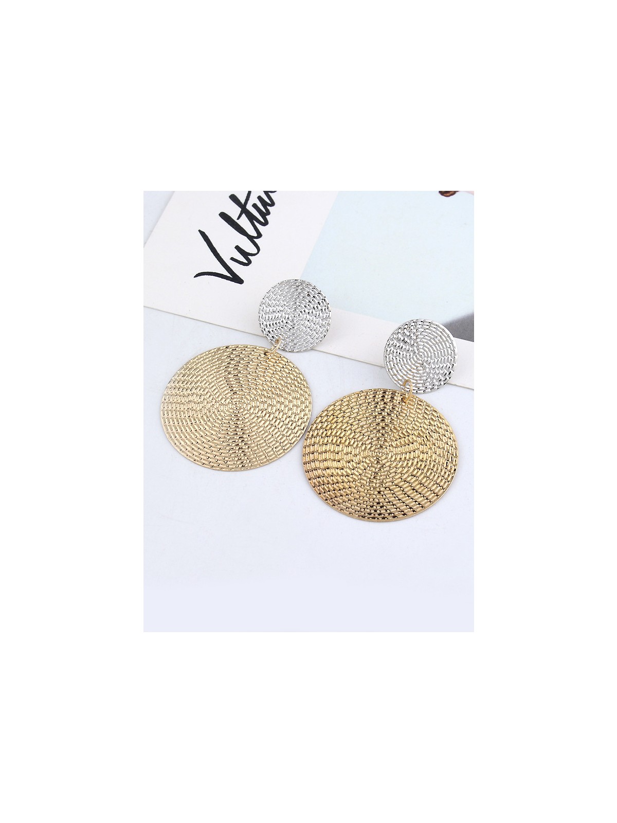 The Earthy Touch Twin Circles Golden And Silver Designer Earrings. 