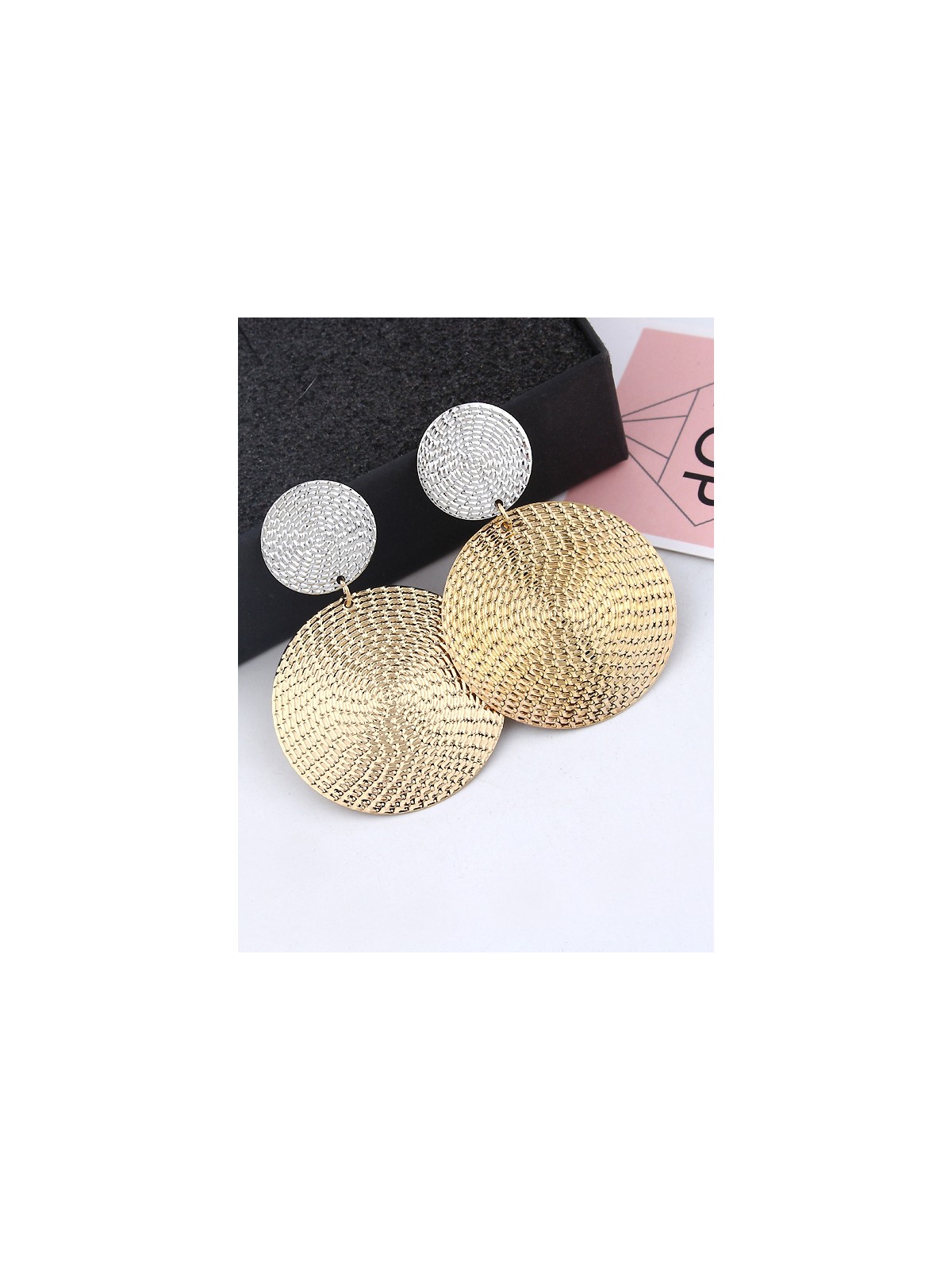The Earthy Touch Twin Circles Golden And Silver Designer Earrings. 