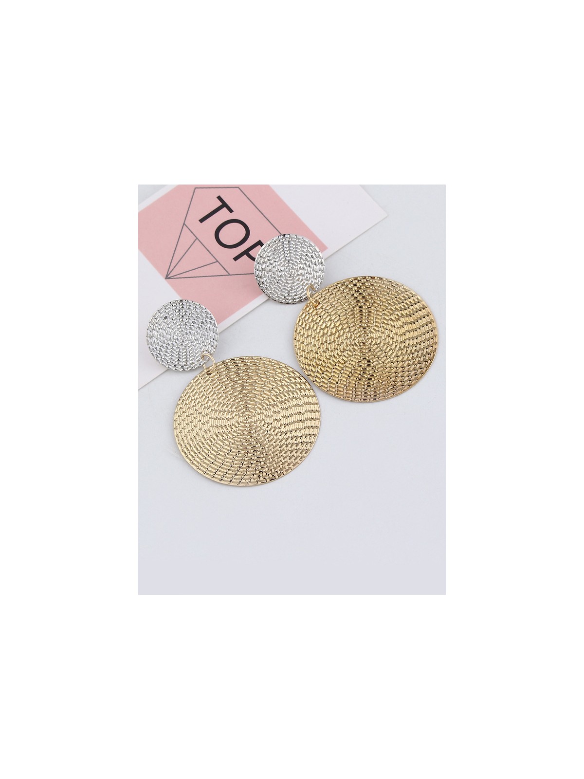 The Earthy Touch Twin Circles Golden And Silver Designer Earrings. 