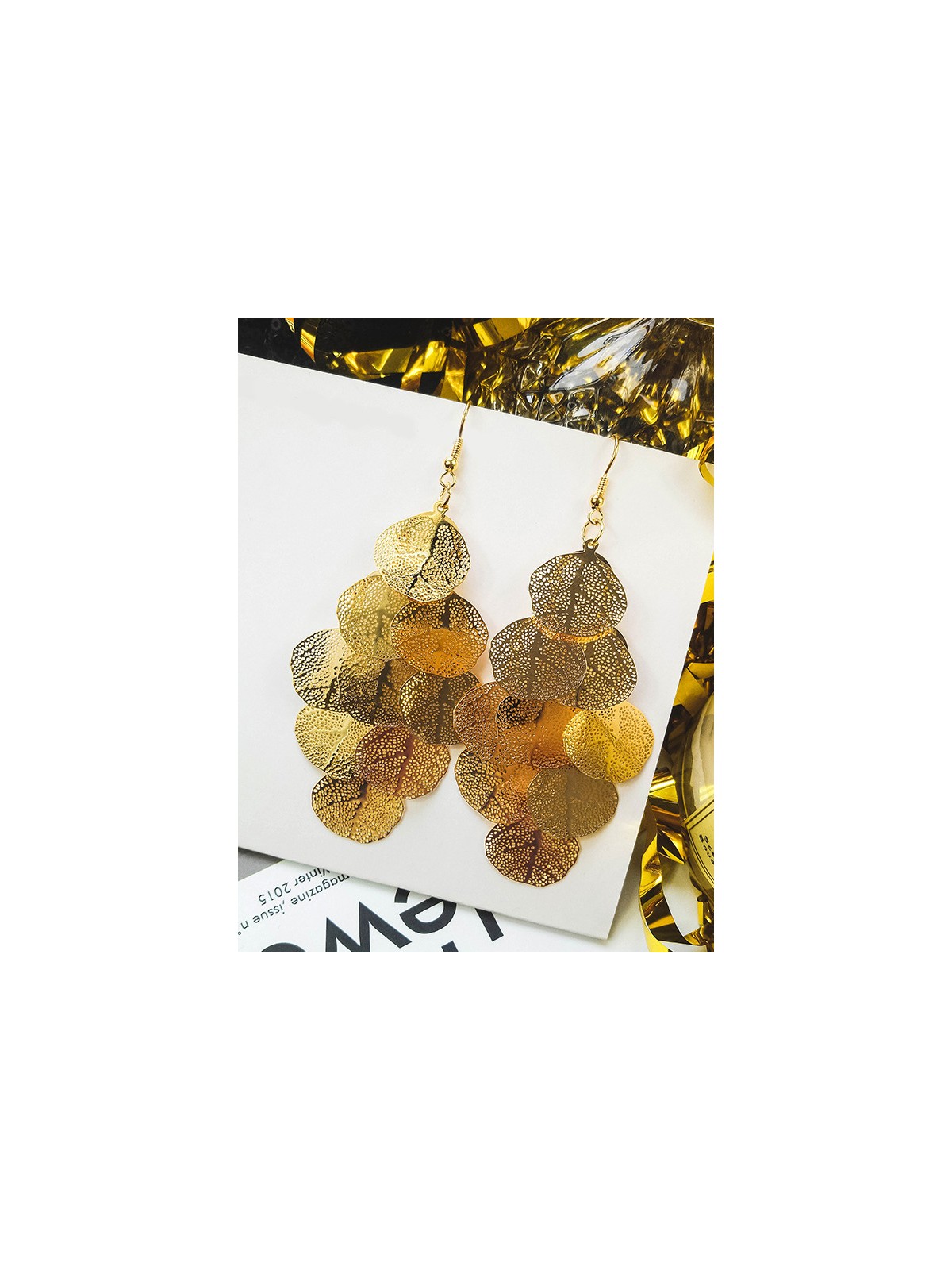 Golden mirage leaves dangling earrings
