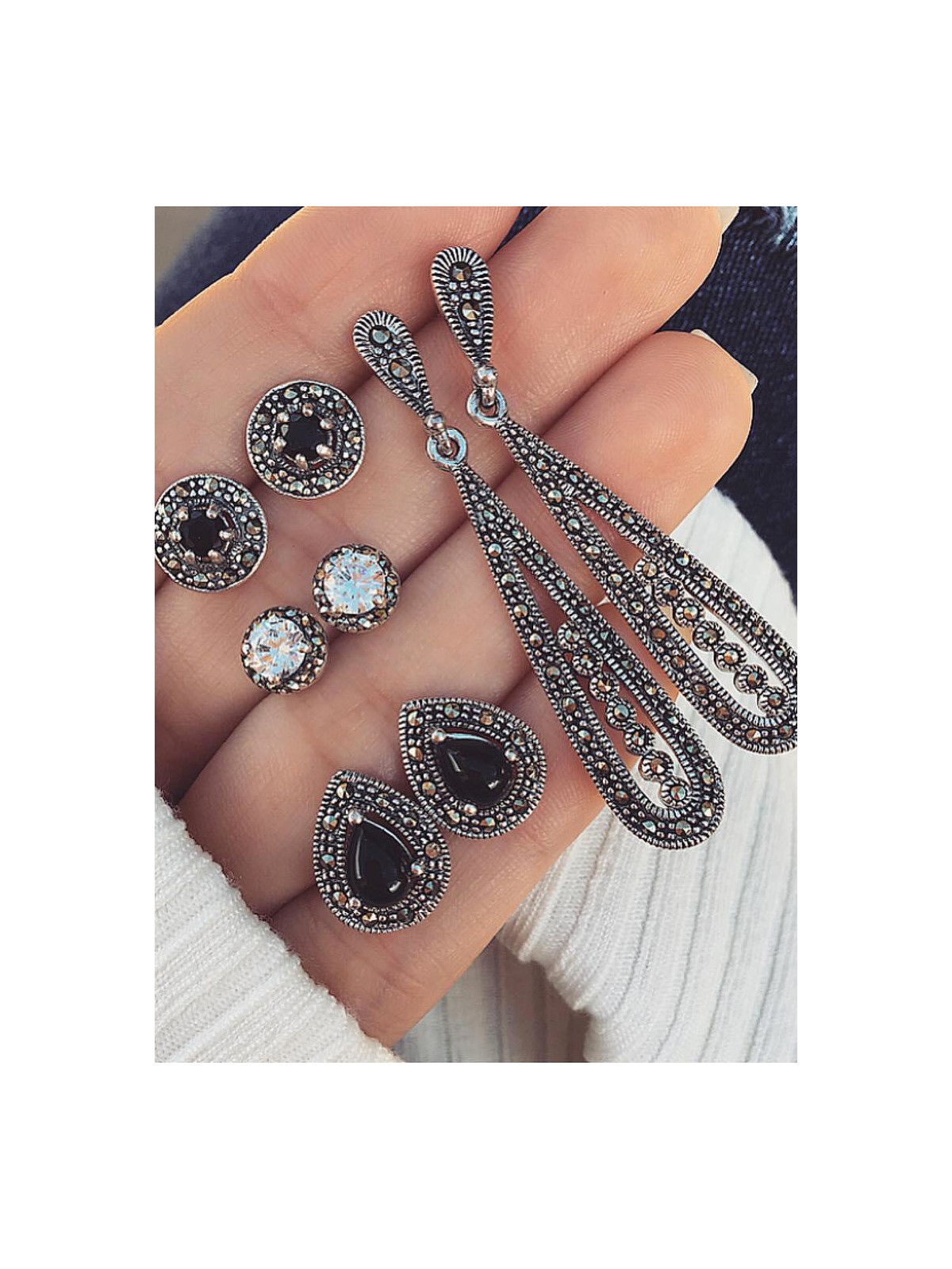 Delightful Dark Set of 4 Stud Earrings