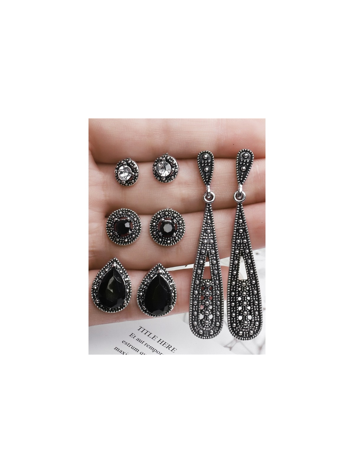 Delightful Dark Set of 4 Stud Earrings