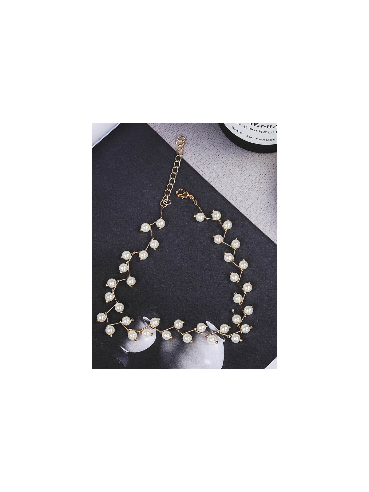 The Showstopper White and Gold Elegant Dainty Beaded Choker