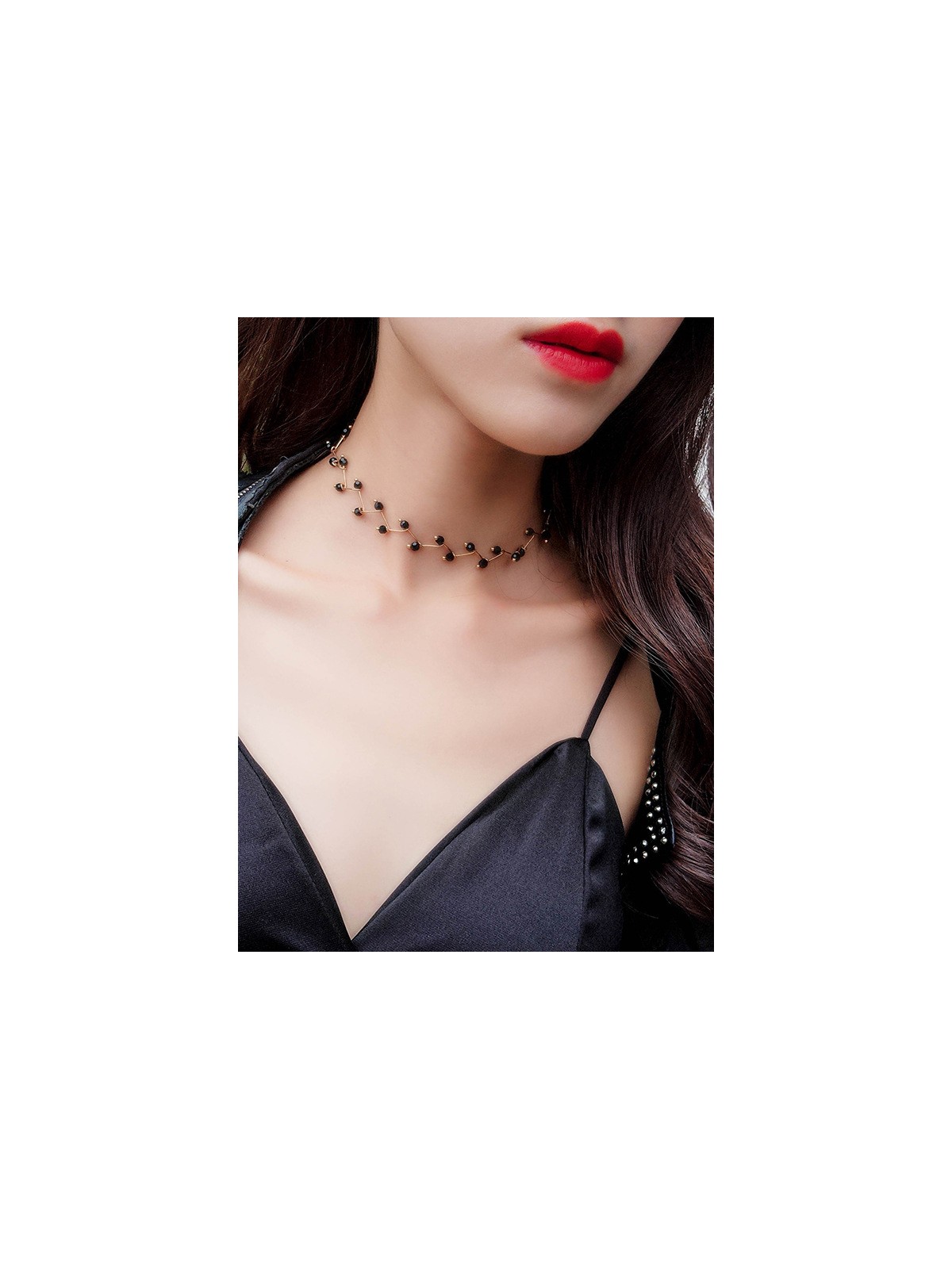 The Showstopper Black and Gold Elegant Dainty Beaded Choker
