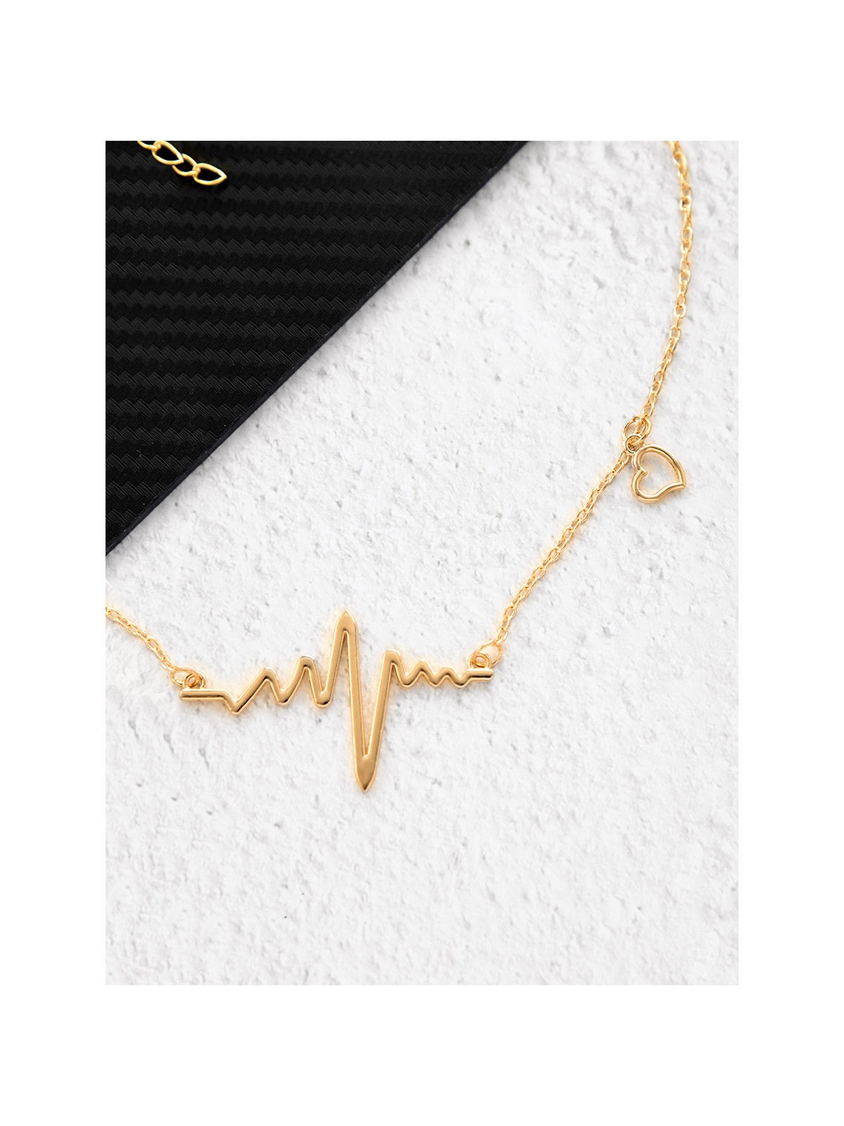 The Elegant Casual Heartbeat Necklace- Golden With Anti-Tarnish Coating 