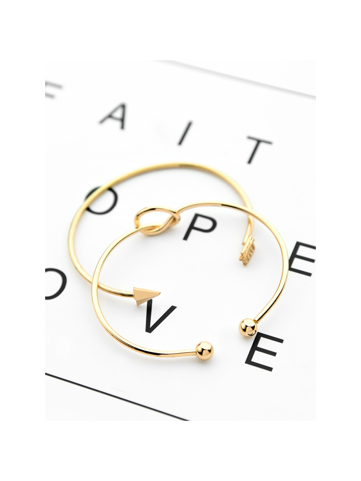 The Knot and Arrow Set of Two Bracelets - Golden