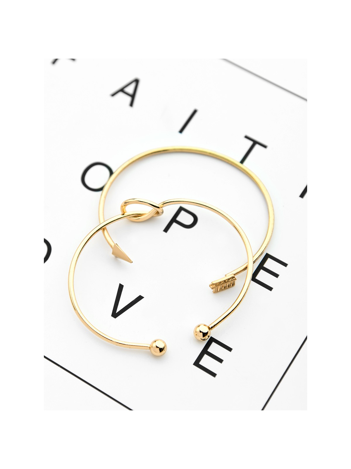 The Knot and Arrow Set of Two Bracelets - Golden