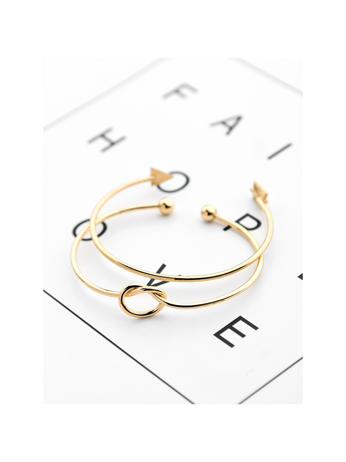 The Knot and Arrow Set of Two Bracelets - Golden