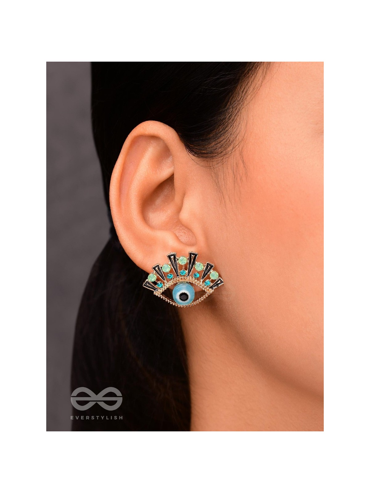 The Evil-Eye Protector Bedazzled Stud Earrings