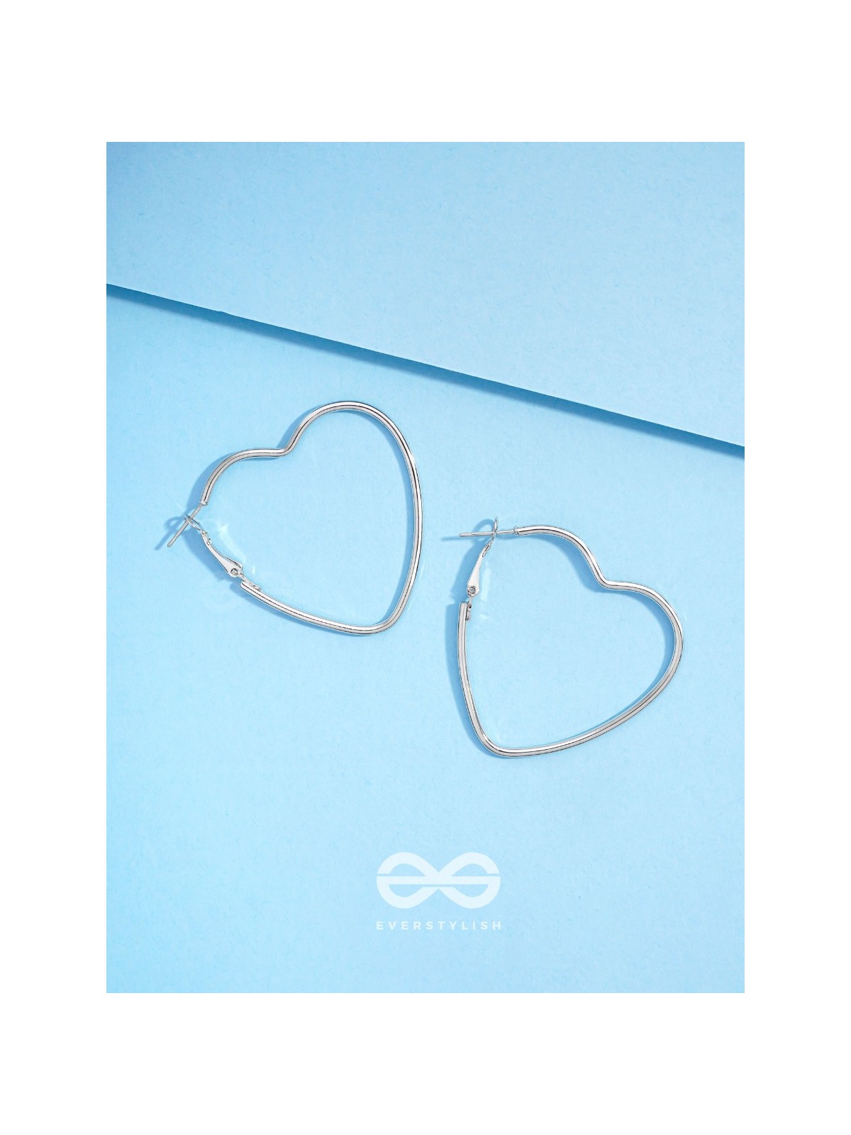 Love Me Like I do - Trendy Heart Hoops- Silver