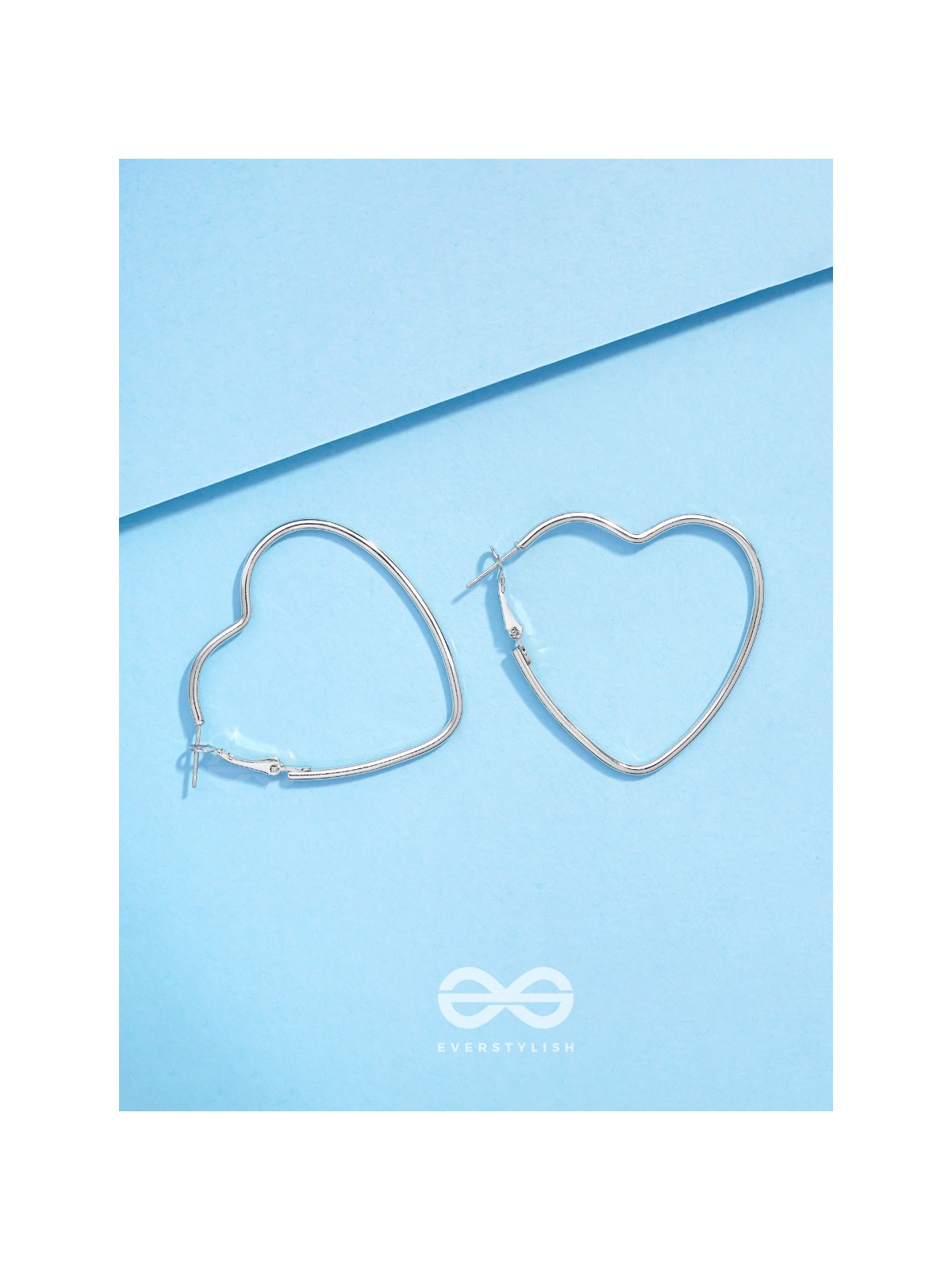 Love Me Like I do - Trendy Heart Hoops- Silver