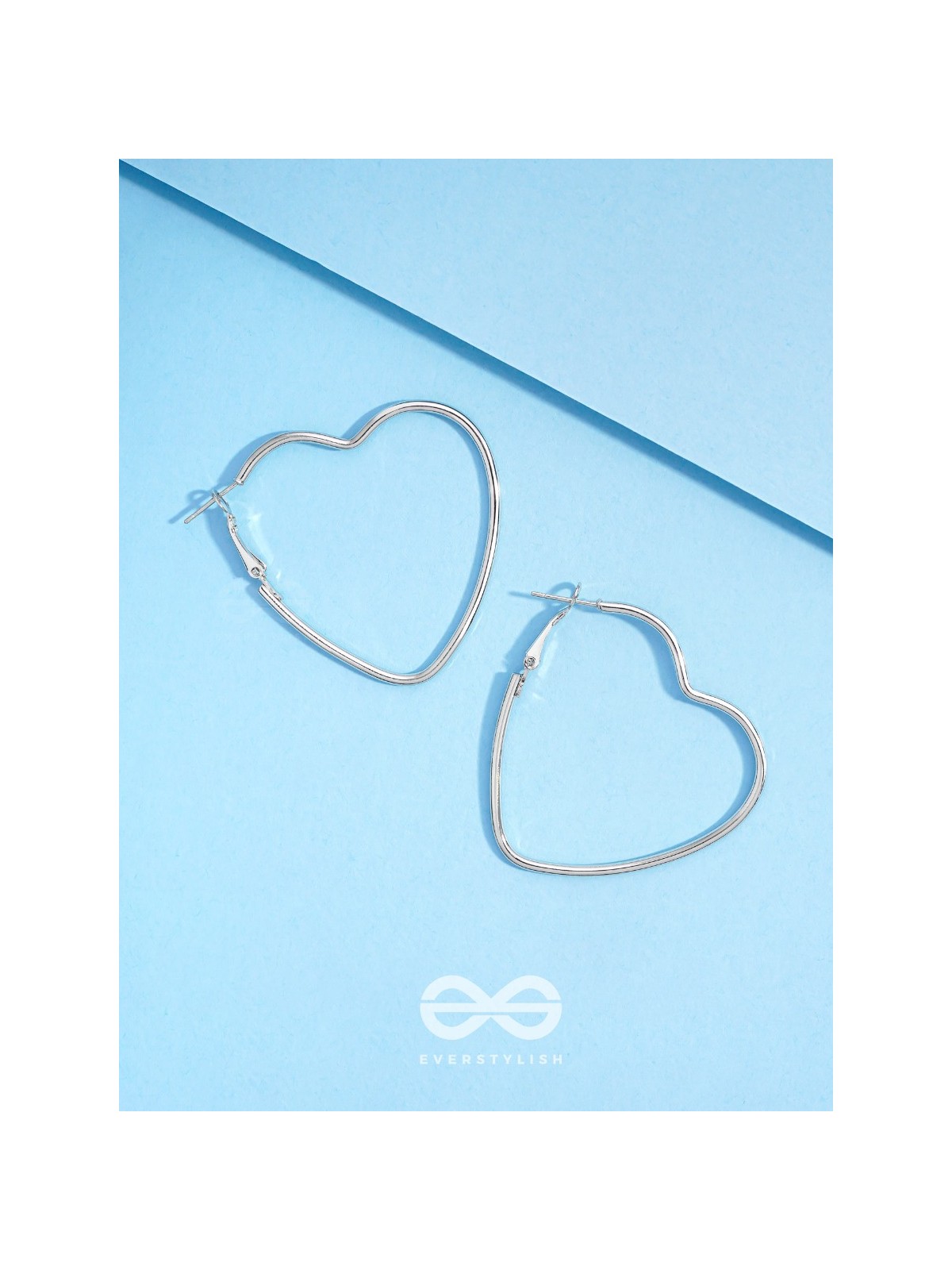 Love Me Like I do - Trendy Heart Hoops- Silver
