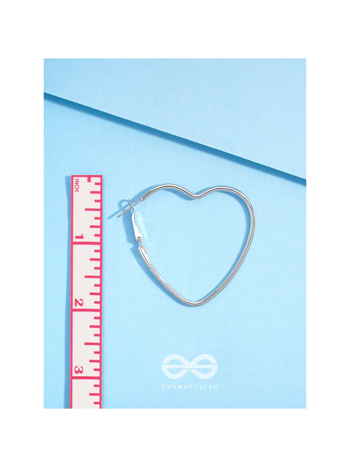 Love Me Like I do - Trendy Heart Hoops- Silver